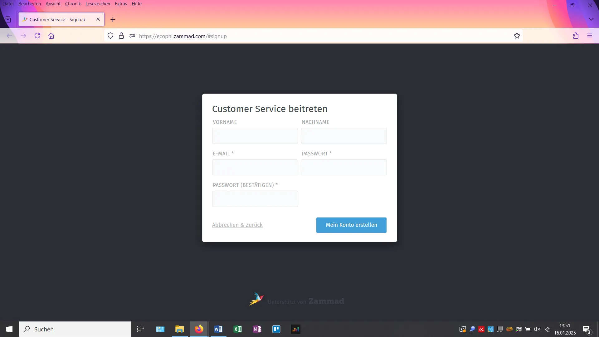 Helpdesk registration