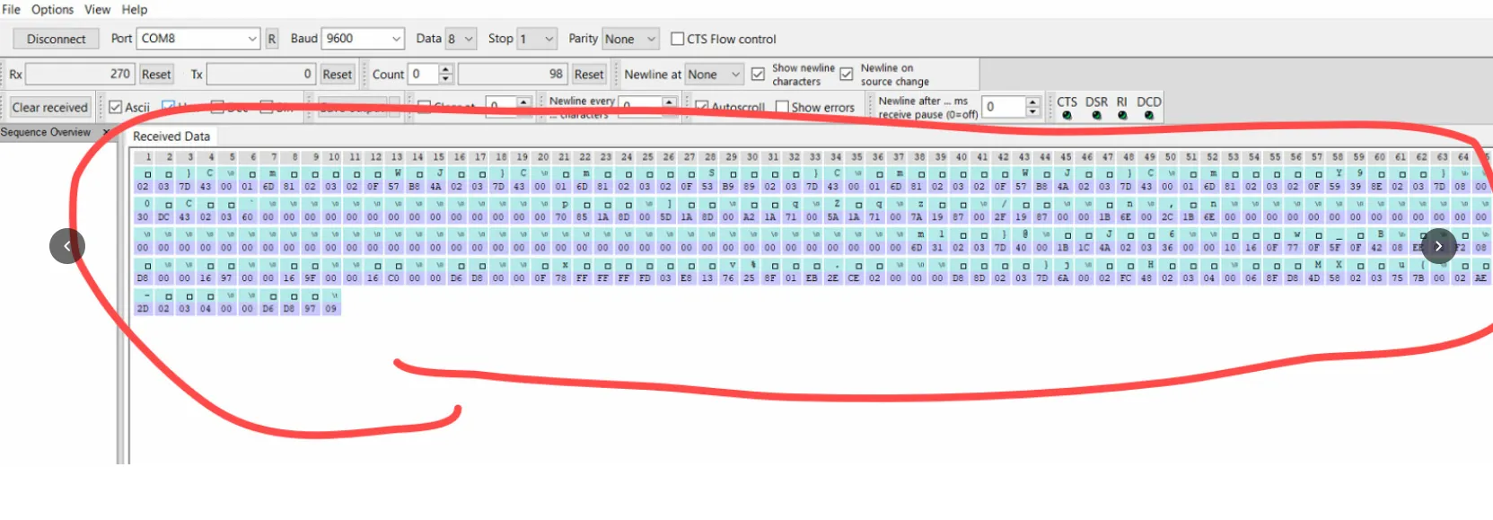 Hterm serial data stream