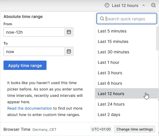 Select time range